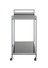 Beistelltisch >24197< in grau, Metall, Sicherheitsglas 5 mm - 50x69x36cm (BxHxT)