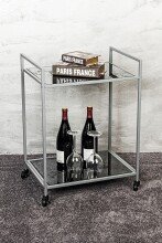Beistelltisch >24197< in grau, Metall, Sicherheitsglas 5 mm - 50x69x36cm (BxHxT)