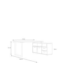 Schreibtisch >Keflavik< in Weiß/ Artisan Eiche  - 124,2x74,1x181cm (BxHxT)
