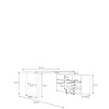 Schreibtisch >Keflavik< in Weiß/ Artisan Eiche  - 124,2x74,1x181cm (BxHxT)