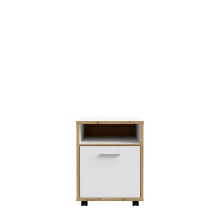 Rollcontainer >Keflavik< in Weiß/ Artisan Eiche  - 49,8x64,6x52,2cm (BxHxT)