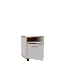 Rollcontainer >Keflavik< in Weiß/ Artisan Eiche  - 49,8x64,6x52,2cm (BxHxT)