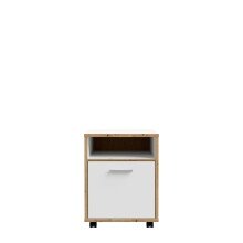 Rollcontainer >Keflavik< in Weiß/ Artisan Eiche  - 49,8x64,6x52,2cm (BxHxT)
