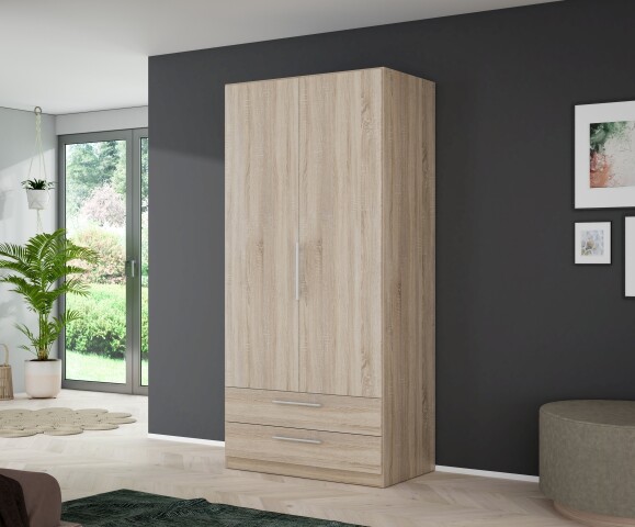 Kleiderschrank >Cadixo< in Sonoma Eiche - 100,9x212,9x58,9cm (BxHxT)