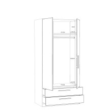 Kleiderschrank >Cadixo< in Sonoma Eiche - 100,9x212,9x58,9cm (BxHxT)