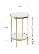 Beistelltisch >52184< in vermessingt, Metall, Spiegel 5 mm - 46x28cm (HxD)