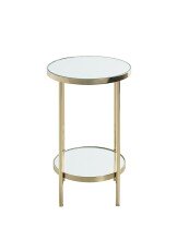 Beistelltisch >52184< in vermessingt, Metall, Spiegel 5 mm - 46x28cm (HxD)