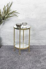 Beistelltisch >52184< in vermessingt, Metall, Spiegel 5 mm - 46x28cm (HxD)