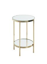 Beistelltisch >52184< in vermessingt, Metall, Spiegel 5 mm - 46x28cm (HxD)