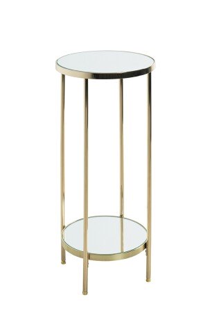 Blumentisch >52185< in vermessingt, Metall, Spiegel 5 mm - 66x28cm (HxD)