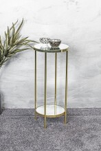 Blumentisch >52185< in vermessingt, Metall, Spiegel 5 mm - 66x28cm (HxD)