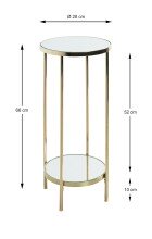 Blumentisch >52185< in vermessingt, Metall, Spiegel 5 mm - 66x28cm (HxD)
