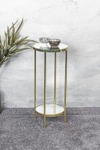 Blumentisch >52185< in vermessingt, Metall, Spiegel 5 mm - 66x28cm (HxD)