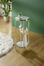 Blumentisch >52185< in vermessingt, Metall, Spiegel 5 mm - 66x28cm (HxD)