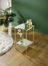 Beistelltisch >52187< in vermessingt, Metall, Spiegel 5 mm - 28x46x28cm (BxHxT)