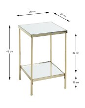 Beistelltisch >52187< in vermessingt, Metall, Spiegel 5 mm - 28x46x28cm (BxHxT)