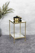 Beistelltisch >52187< in vermessingt, Metall, Spiegel 5 mm - 28x46x28cm (BxHxT)