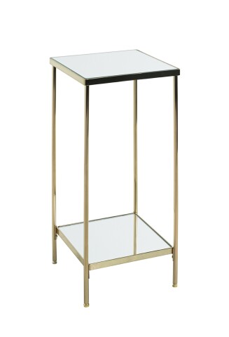 Blumentisch >52188< in vermessingt, Metall, Spiegel 5 mm - 28x66x28cm (BxHxT)