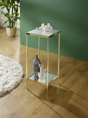 Blumentisch >52188< in vermessingt, Metall, Spiegel 5 mm