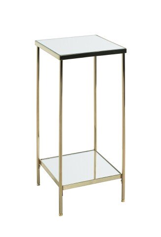 Blumentisch >52188< in vermessingt, Metall, Spiegel 5 mm - 28x66x28cm (BxHxT)