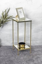 Blumentisch >52188< in vermessingt, Metall, Spiegel 5 mm - 28x66x28cm (BxHxT)