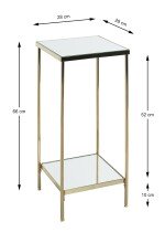 Blumentisch >52188< in vermessingt, Metall, Spiegel 5 mm - 28x66x28cm (BxHxT)