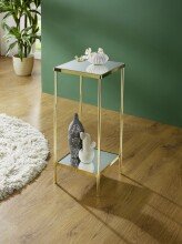 Blumentisch >52188< in vermessingt, Metall, Spiegel 5 mm - 28x66x28cm (BxHxT)