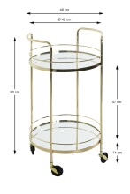 Servierwagen >54120< in vermessingt, Metall, Spiegel 5 mm - 80x48cm (HxD)