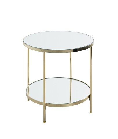 Beistelltisch >54158< in vermessingt, Metall, Spiegel 5 mm - 46x45cm (HxD)