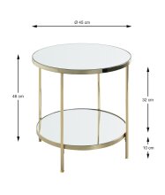 Beistelltisch >54158< in vermessingt, Metall, Spiegel 5 mm - 46x45cm (HxD)