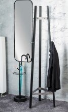 Garderobenständer >52254< in chrom, schwarz, Metall - 47x177x47cm (BxHxT)