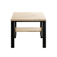 Beistelltisch >52495< in eiche, schwarz, MDF, Metall - 55x48x55cm (BxHxT)