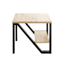 Beistelltisch >52495< in eiche, schwarz, MDF, Metall - 55x48x55cm (BxHxT)