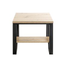Beistelltisch >52495< in eiche, schwarz, MDF, Metall - 55x48x55cm (BxHxT)