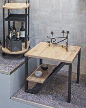 Beistelltisch >52495< in eiche, schwarz, MDF, Metall - 55x48x55cm (BxHxT)