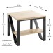 Beistelltisch >52495< in eiche, schwarz, MDF, Metall - 55x48x55cm (BxHxT)