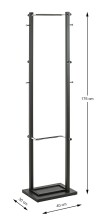 Garderobenständer >54527< in chrom, schwarz, Metall - 40x175x30cm (BxHxT)