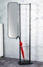 Garderobenständer >54527< in chrom, schwarz, Metall - 40x175x30cm (BxHxT)