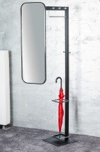 Garderobenständer >54553< in chrom, schwarz, Metall - 35x175x41cm (BxHxT)