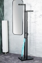 Garderobenständer >54554< in chrom, schwarz, Metall - 42x175x30cm (BxHxT)