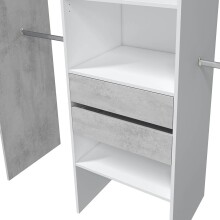 Kleiderschrank >Tidy< in Artik-Weiß / Beton Grau - 179x202x50 (BxHxT)