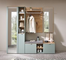 Garderobenschrank >Bari< in Schilfgrün matt - 78x202x38 (BxHxT)
