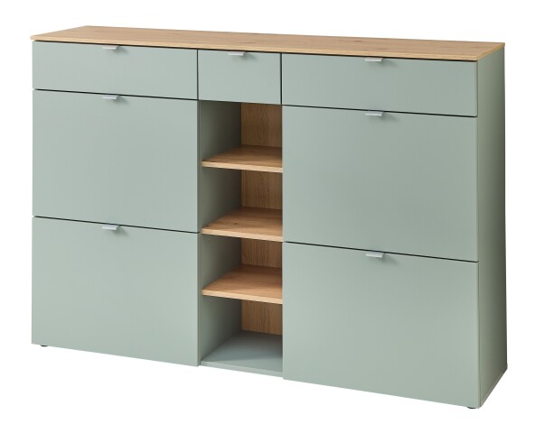 Schuhschrank >Bari< in Schilfgrün matt, MDF, Spannplatte - 148x103x38cm (BxHxT)