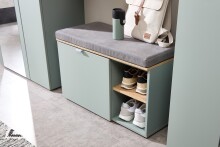 Schuhbank >Bari< in Schilfgrün matt, MDF, Spannplatte - 78x50x38cm (BxHxT)