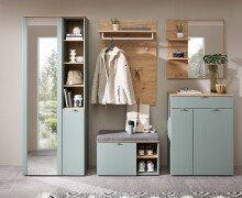 Schuhbank >Bari< in Schilfgrün matt, MDF, Spannplatte - 78x50x38cm (BxHxT)