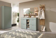 Garderoben-Set >Bari< in Schilfgrün matt, MDF, Spannplatte - 208x202x38 (BxHxT)