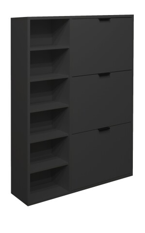 Schuhschrank >Bonnie< in anthrazit matt lack - 95x126x25cm (BxHxT)