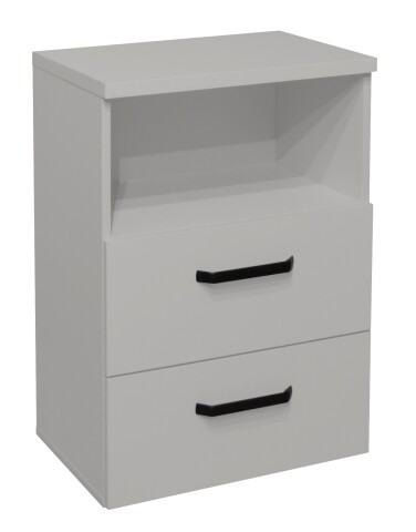 Nachtkommode >Klipp< in kreidegrau matt lack - 50x73x35cm (BxHxT)