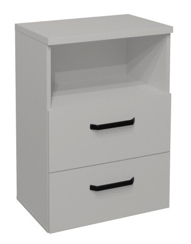 Nachtkommode >Klipp< in kreidegrau matt lack - 50x73x35cm (BxHxT)