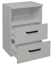 Nachtkommode >Klipp< in kreidegrau matt lack - 50x73x35cm (BxHxT)